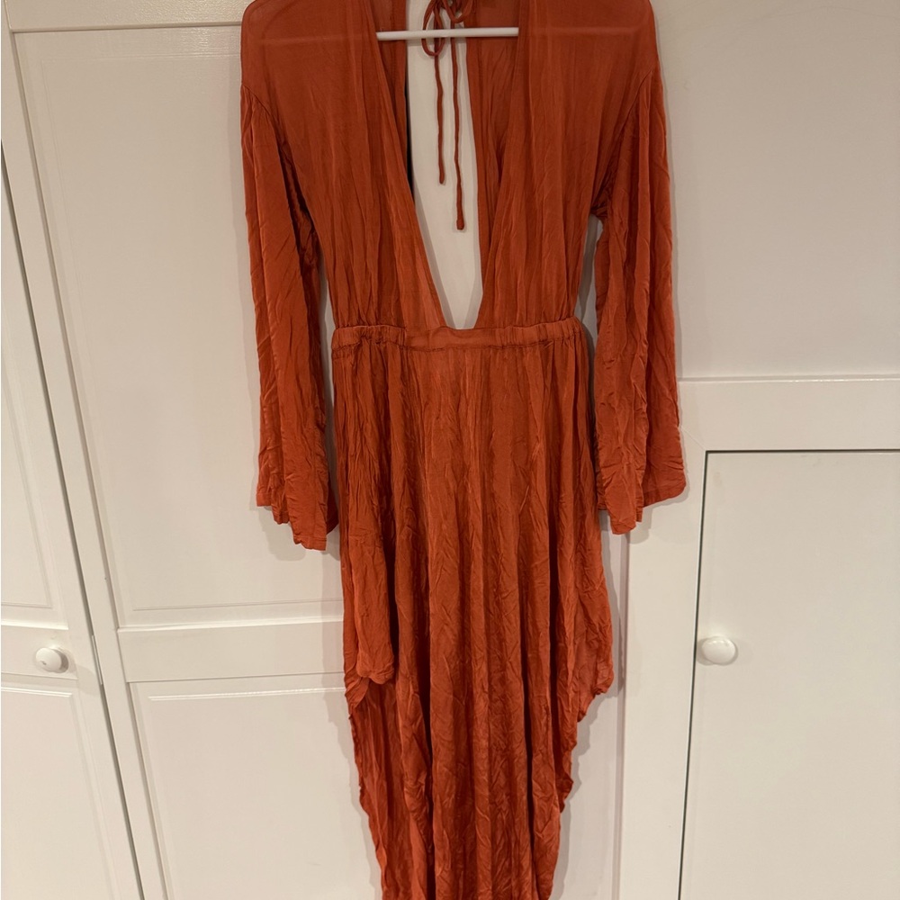 ASOS Burnt Orange Sheer Maxi Dress – Size 10